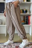 The Sunday Morning Stripe Twist Pant Chocolate Sand